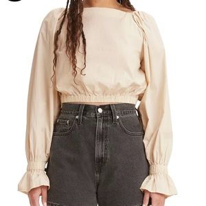 LEVIS Daphne Cotton Top with Bell Puff Sleeves